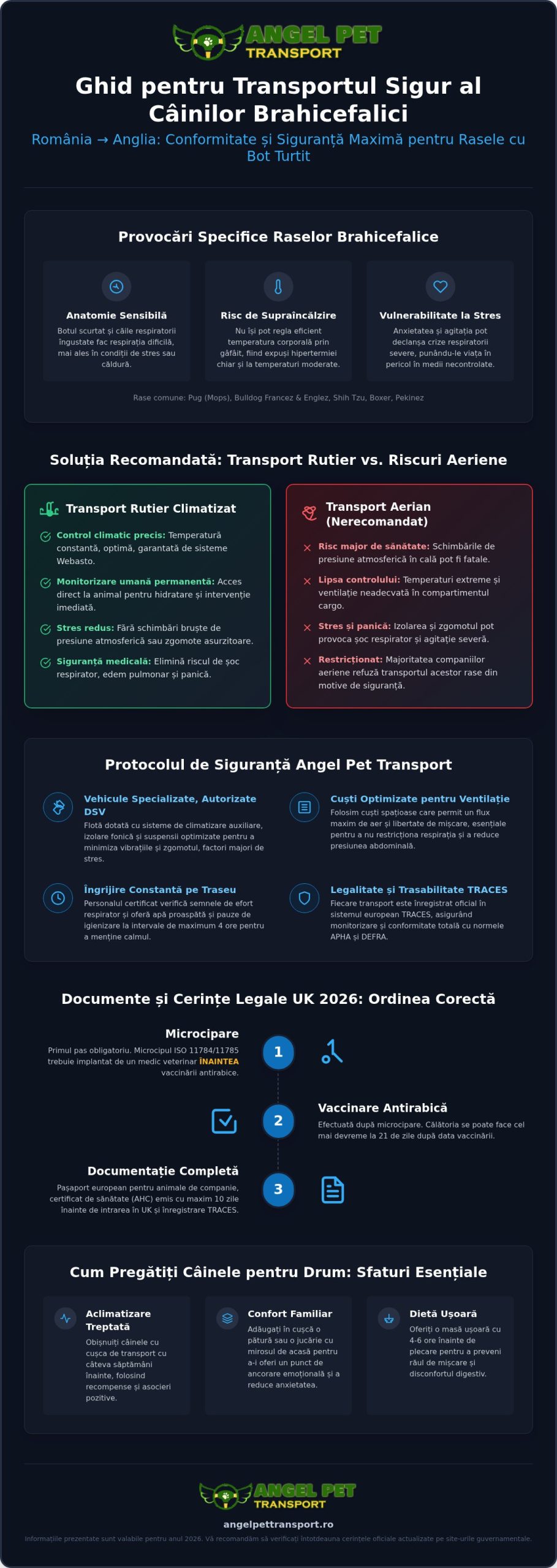 Transport Câini Brahicefalici România - Anglia: Ghid de Siguranță în 2026
